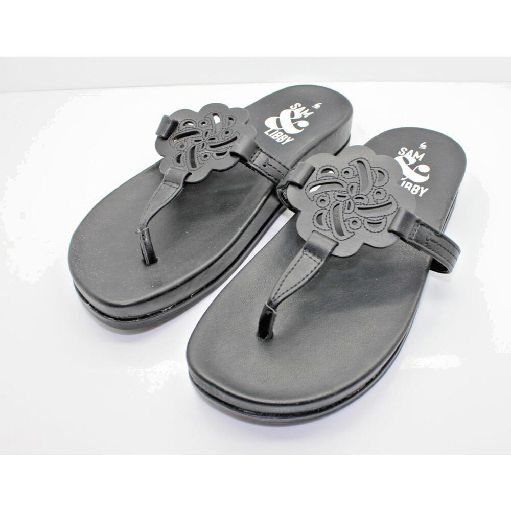 Sam & Libby Flip Flops Womens Size 6 Black Alexandra Thongs Sandals